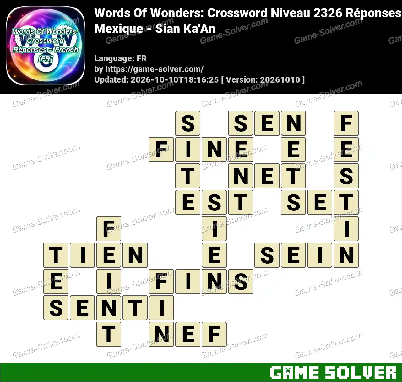 Words Of Wonders: Crossword Niveau 2326 Réponses – Mexique – Sian Ka’An